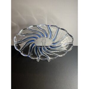 Mikasa Peppermint Cobalt Sweet Dish 14"x 9" Scalloped Edge.